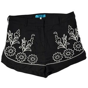 Francesca's Black Embroidered Boho Shorts Floral Size M